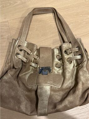 Jimmy Choo Shimmery Gold Tote Shoulder Bag